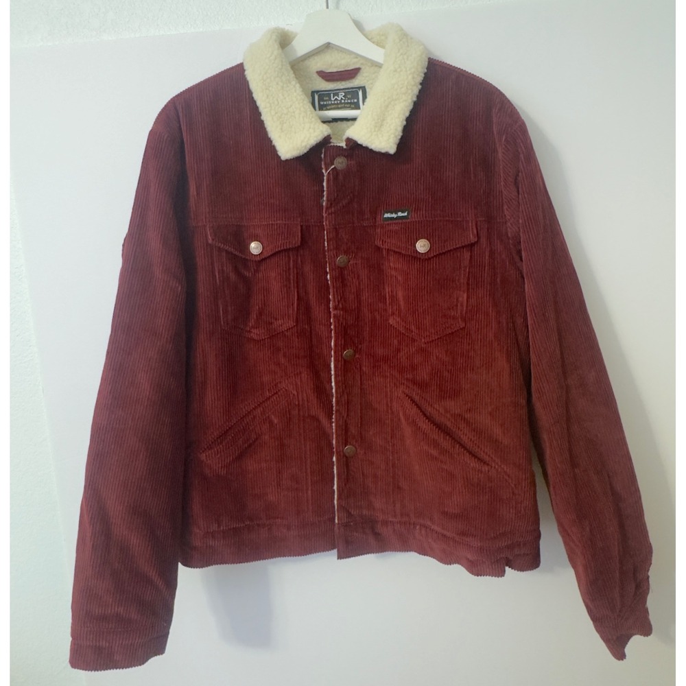 Whiskey Ranch Corduroy Sherpa Lined Trucker Jacket Mens L Burgundy Westerncore